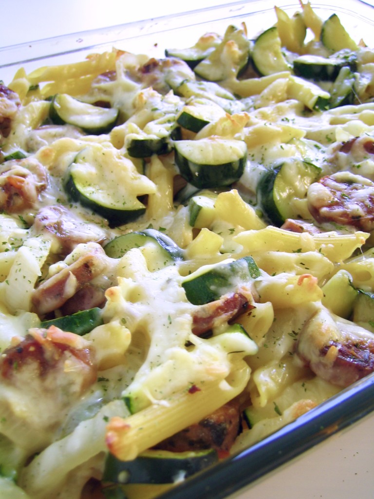 Zucchini, Sausage and Feta Casserole