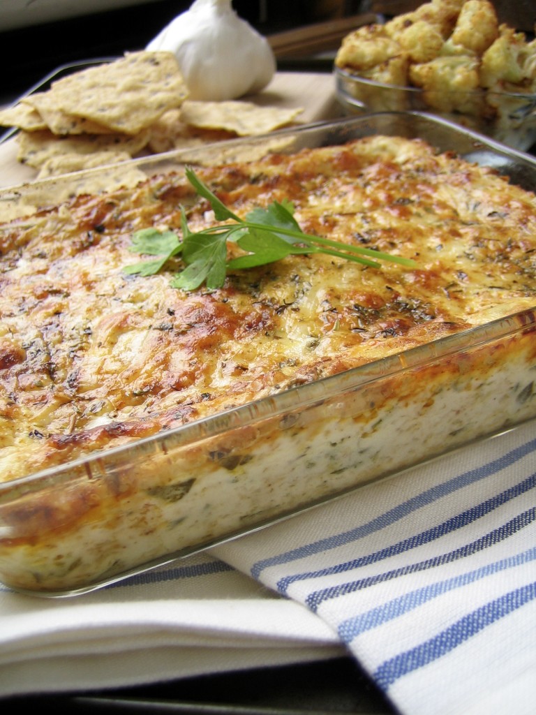 Cheesy Roasted Cauliflower Garlic Spinach Dip Recipe